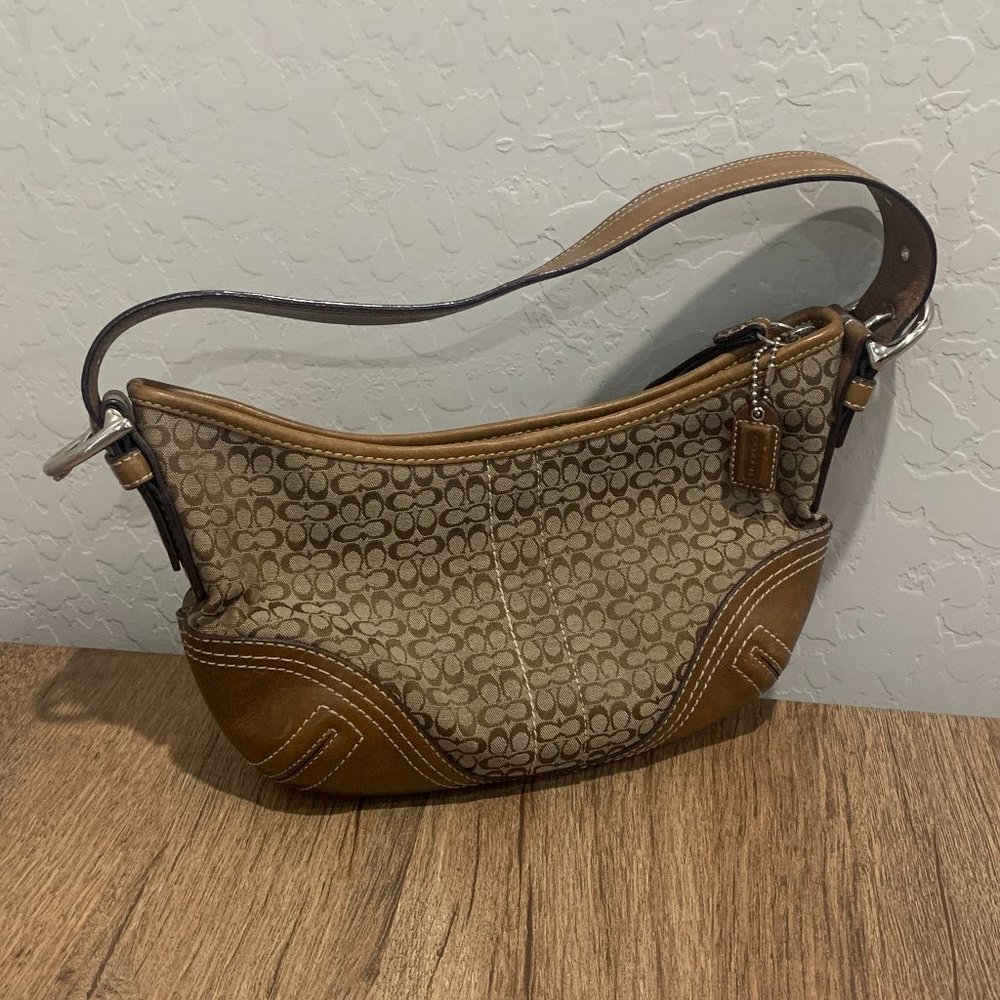 COACH Hobo Soho Signature Shoulder Purse Leather Handbag